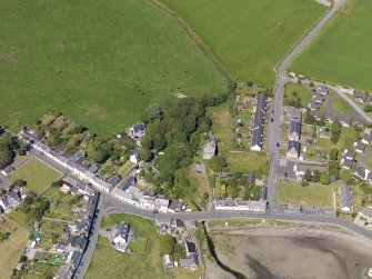 Oblique aerial view of Isle of Whithorn Castle, taken from the S.