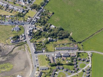 Oblique aerial view of Isle of Whithorn Castle, taken from the E.