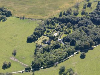Oblique aerial view of Glasserton Parish Church, taken from the N.