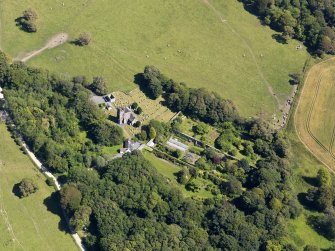 Oblique aerial view of Glasserton Parish Church, taken from the WSW.