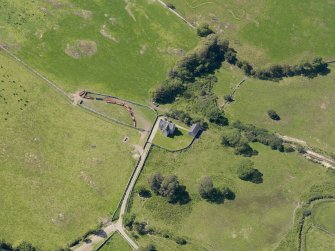 Oblique aerial view of Old Place of Monreith, taken from the ESE.