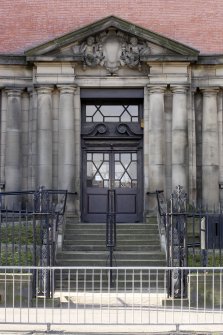 Detail of main entrance of Coldside Library, Strathmartine Road, Dundee, taken from the NE.