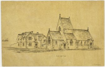 Design for St Mary's School House and Church, North East view