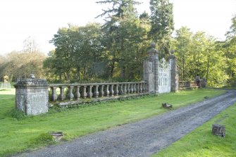 Gates and balustrade wall, view from north west.