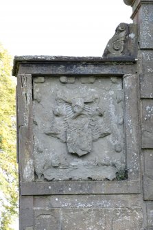 Detail of carved panel on north gate pillar.