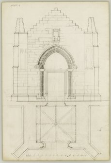 Elevation and Ground Plan of South Porch