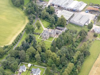 Oblique aerial view of Preston House, taken from the WSW.