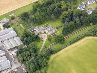 Oblique aerial view of Preston House, taken from the NNE.