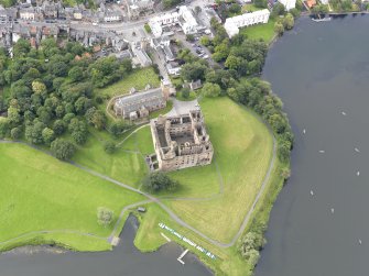 Oblique aerial view of Linlithgow Palace, taken from the NNE.