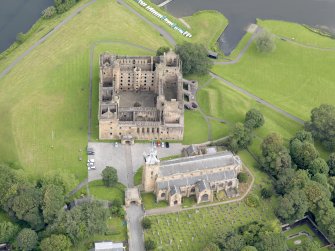 Oblique aerial view of Linlithgow Palace, taken from the W.