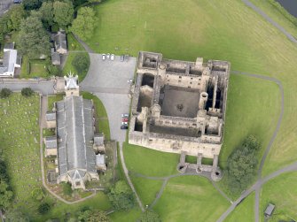 Oblique aerial view of Linlithgow Palace, taken from the E.