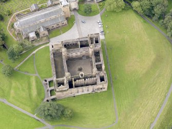 Oblique aerial view of Linlithgow Palace, taken from the NNE.