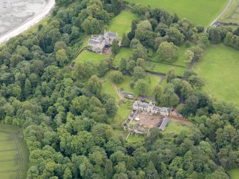 Oblique aerial view of Carriden House and stables, taken from the W.