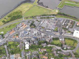 General oblique aerial view of Bo'ness town centre, taken from the SSE.