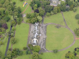 Oblique aerial view of Callendar House, taken from the ESE.