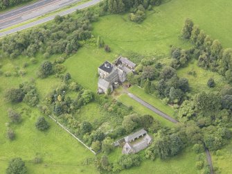 Oblique aerial view of Bannockburn House and policies, taken from the NE.