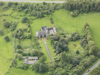 Oblique aerial view of Bannockburn House and policies, taken from the NNE.