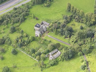 Oblique aerial view of Bannockburn House and policies, taken from the ENE.