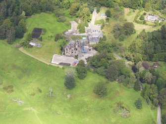 Oblique aerial view of Argaty House and stables, taken from the SE.