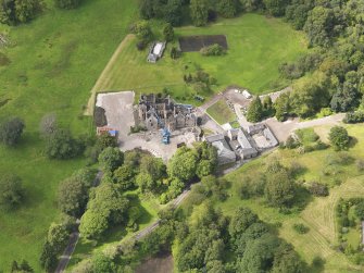 Oblique aerial view of Argaty House and stables, taken from the ENE.