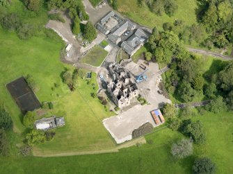 Oblique aerial view of Argaty House and stables, taken from the S.