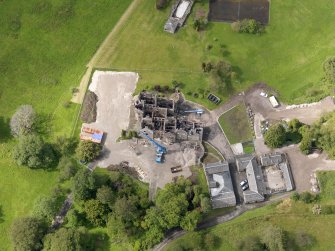 Oblique aerial view of Argaty House and stables, taken from the NE.