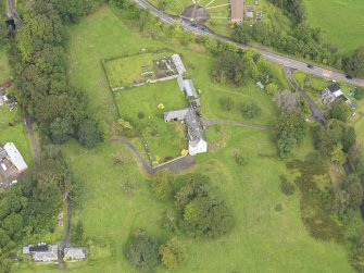 Oblique aerial view of Old Newton House, Doune, taken from the SSE.