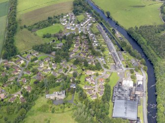 General oblique aerial view of Deanston, taken from the SE.