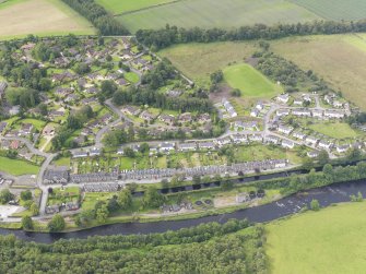 General oblique aerial view of Deanston Cottages, taken from the NE.