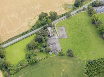 Oblique aerial view of Kincardine Parish Church, taken from the W.