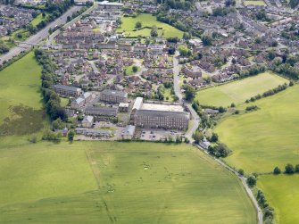 General oblique aerial view of Hayford Mills, taken from the NW.