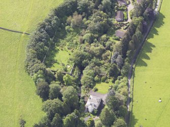 Oblique aerial view of Heatheryhaugh, taken from the NNW.