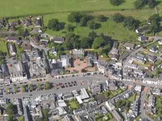 Oblique aerial view of High Street, centred on Moffat House, taken from the NE.