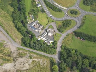 Oblique aerial view of Old Brig Inn, taken from the SSE.