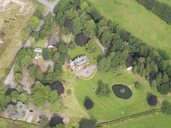 Oblique aerial view of Beattock House Hotel, taken from the SE.