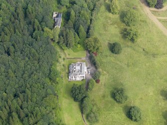 Oblique aerial view of Craigielands House and stables, taken from the SSE.
