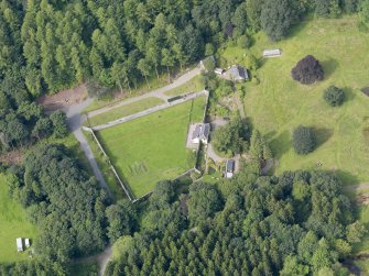 Oblique aerial view of Craigielands House walled garden, taken from the ENE.
