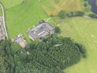 Oblique aerial view of Halleaths Stables, taken from the S.