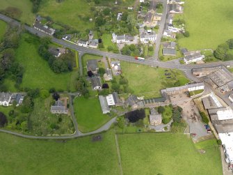 Oblique aerial view of Dornock Parish Church, taken from the SSE.