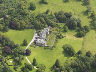 Oblique aerial view of Springkell House, taken from the W.