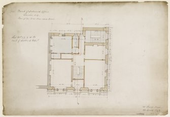 Drawing of plan of first floor above street, Bank of Scotland, Dundee