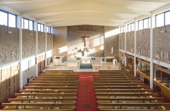 Interior. Nave. Elevated view from west.