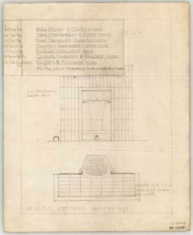 Proposed fireplace for Caretaker's Parlour, Public Rooms, in Hamilton Municipal Buildings.