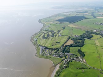 General oblique aerial view of Powfoot Golf Course, taken from the ENE.