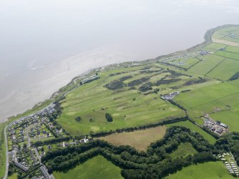 General oblique aerial view of Powfoot Golf Course, taken from the NE.