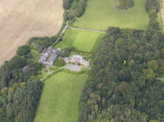 Oblique aerial view of Arbigland House and stables, taken from the SSW.
