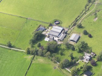 Oblique aerial view of Drumcoltran Tower, taken from the ESE.