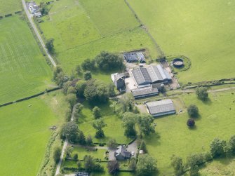 Oblique aerial view of Drumcoltran Tower, taken from the ENE.