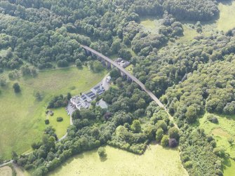 General oblique aerial view of Goldielea Country House and Viaduct, taken from the ENE.