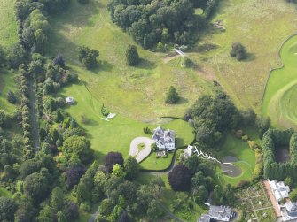 Oblique aerial view of Portrack House and gardens, taken from the ESE.